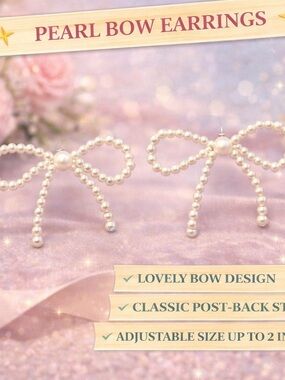 paparazzi Pearl Bow Post-Back Earrings - White Pearlescent